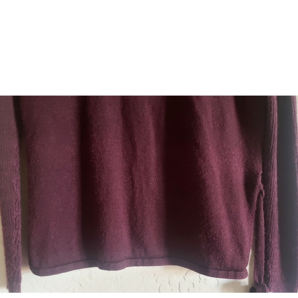 Vintage 90s Norton McNaughton Turtleneck Burgundy Silk Wool Sweater Classic M - Picture 6 of 10